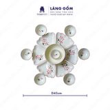  Bộ bát đĩa hoa mặt trời men trắng vẽ hoa sen hồng 