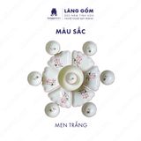  Bộ bát đĩa hoa mặt trời men trắng vẽ hoa sen hồng 