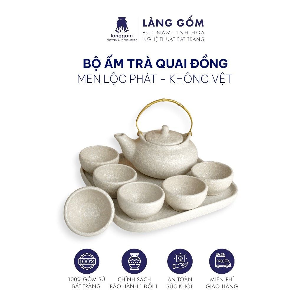  Bộ ấm chén quai đồng men lộc phát không vệt 