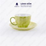  Bộ cốc đĩa Cappuccino màu vân đá, uống trà, cà phê, dung tích 180ml 