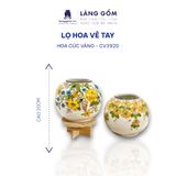  Bình hoa men màu vẽ tay họa tiết hoa cúc vàng 