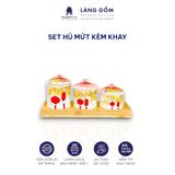  Set 3 hũ mứt kèm khay hàng thủ công vẽ tay nhiều họa tiết 