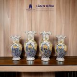  Bình hoa, lọ hoa bàn thờ miệng lượn, men rạn đắp nổi họa tiết Rồng, Chim Công Hoa Đào, Sen H24-60 cm 