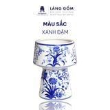  Lọ hoa vẽ tay dáng búp bê men lam họa tiết hoa lá 