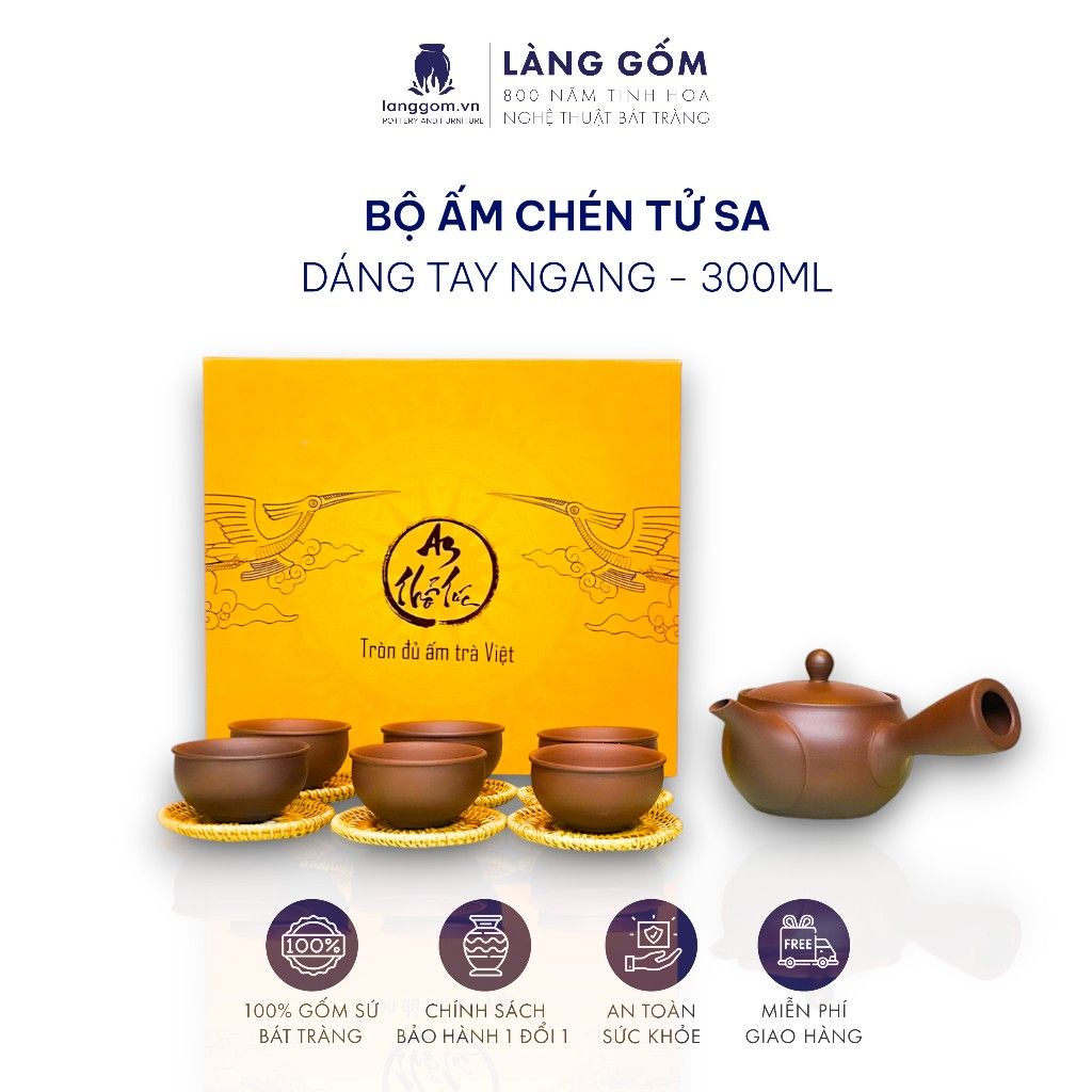  Ấm đất mộc nguyên khoáng cao cấp Tay Ngang (Hướng Tâm) 