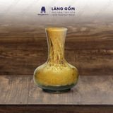  Bình hoa men hỏa biến dáng tỏi dẹt màu hổ phách nâu 