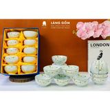  Bộ bát cơm vân đá vẽ hoa đào trắng (TH) 