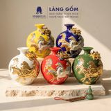  Bình Hút Lộc Gốm Sứ Bát Tràng Đắp Nổi Mã Đáo Thành Công Vẽ Vàng Kim - Quà Tặng Phong Thủy Cao Cấp 