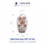  Lọ hoa vẽ tay hoạ tiết lá xanh hoa hồng 