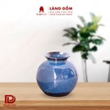  Bình hoa men hỏa biến dáng vò tròn màu xanh đồng 