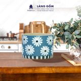  Chậu cây mini dáng trụ tròn men mát họa tiết vẽ hoa 