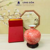  Bình hút lộc vân đá trơn chỉ vàng phong thủy - kèm đế lót và hộp xi lụa cao cấp 