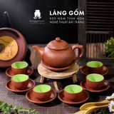  Bộ ấm chén tử đất nung hoạ tiết ganh 400ml 