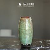  Bình hoa men hỏa biến dáng bom đại màu hổ phách xanh 