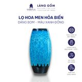  Bình hoa men hỏa biến dáng bom đại màu xanh đồng 