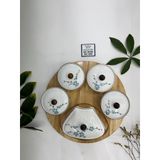  Bộ hũ mứt rẻ quạt 5 món kèm khay gỗ 