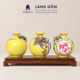  Bình Hút Lộc Tam Phúc Tụ Tài Đắp Nổi 3D Gốm Sứ Bát Tràng – Phúc Lộc Thọ, Quà Tặng Phong Thủy Cao Cấp 
