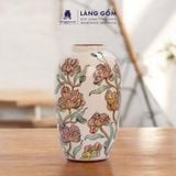  Lọ hoa vẽ tay hoạ tiết lá xanh hoa hồng 