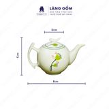  Bộ ấm chén dáng Bưởi cành họa tiết vẽ hoa 