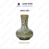  Bình hoa men hỏa biến dáng tỏi dẹt màu hổ phách đen 