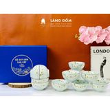  Bộ bát cơm vân đá vẽ hoa đào trắng (TH) 