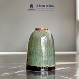  Bình hoa men hoả biến dáng chuông màu hổ phách xanh 