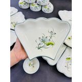  Bộ mặt trời men trắng họa tiết vẽ tay hoa sen nhuỵ hồng 