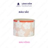 Chậu cây mini dáng trụ tròn men mát họa tiết vẽ hoa 