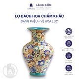  Lọ hoa vẽ bách hoa chấm màu dáng phễu - Gốm sứ Biên Hòa 