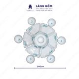  Bộ bát đĩa hoa mặt trời men trắng vẽ hoa sen xanh 