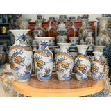  Lục bình phong thủy men rạn cổ đắp nổi tinh xảo 