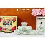  Bộ bát cơm vân đá vẽ hoa đào trắng (TH) 
