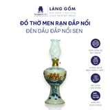  Đèn thờ cúng, đèn dầu để bàn thờ gia tiên - Bộ đồ thờ men rạn đắp nổi tinh xảo 