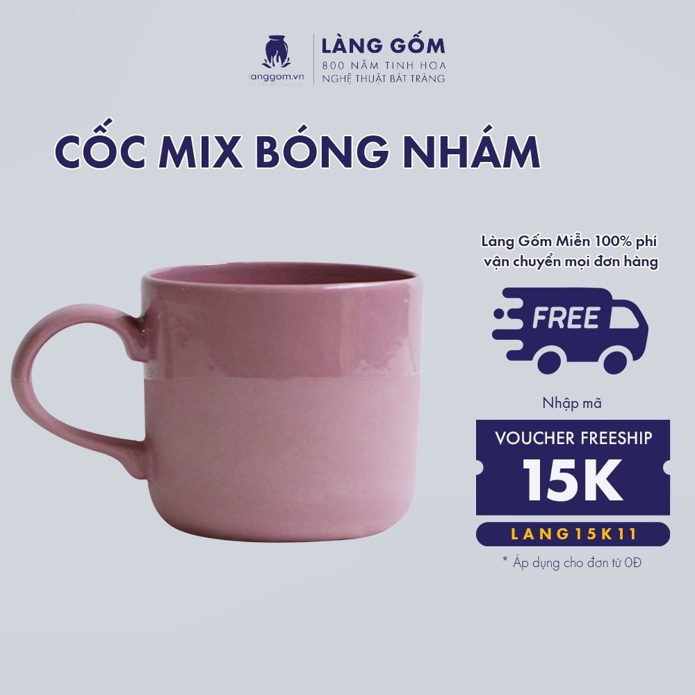  Cốc mix bóng nhám, men mát, dung tích 300ml 