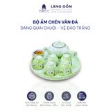  Bộ ấm chén dáng chuôi màu vân đá vẽ đào trắng, dung tích 330ml 