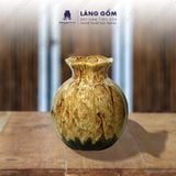  Bình hoa men hỏa biến dáng quả hồng màu hổ phách nâu 