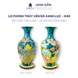  Lục bình phong thủy vân đá vẽ tay dệt gấm thêu hoa - Vẽ nổi 3D chim công hoa đào 