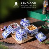  Hũ mứt sứ họa tiết vẽ tay thủ công dáng vuông, tròn 