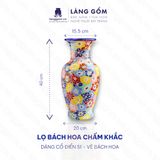  Lọ hoa vẽ bách hoa chấm màu nhiều họa tiết, kiểu dáng - Gốm sứ Biên Hoà (TH) 
