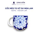  Cốc sứ cao cấp họa tiết vẽ tay thủ công, men lam - dung tích 300 ml - 420 ml 