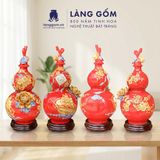  Bình Hồ Lô Tích Lộc Phong Thủy - Đắp Nổi Thuận Buồm, Tài Lộc Dát Vàng 18K - Quà Tặng Gốm Sứ Bát Tràng Cao Cấp 