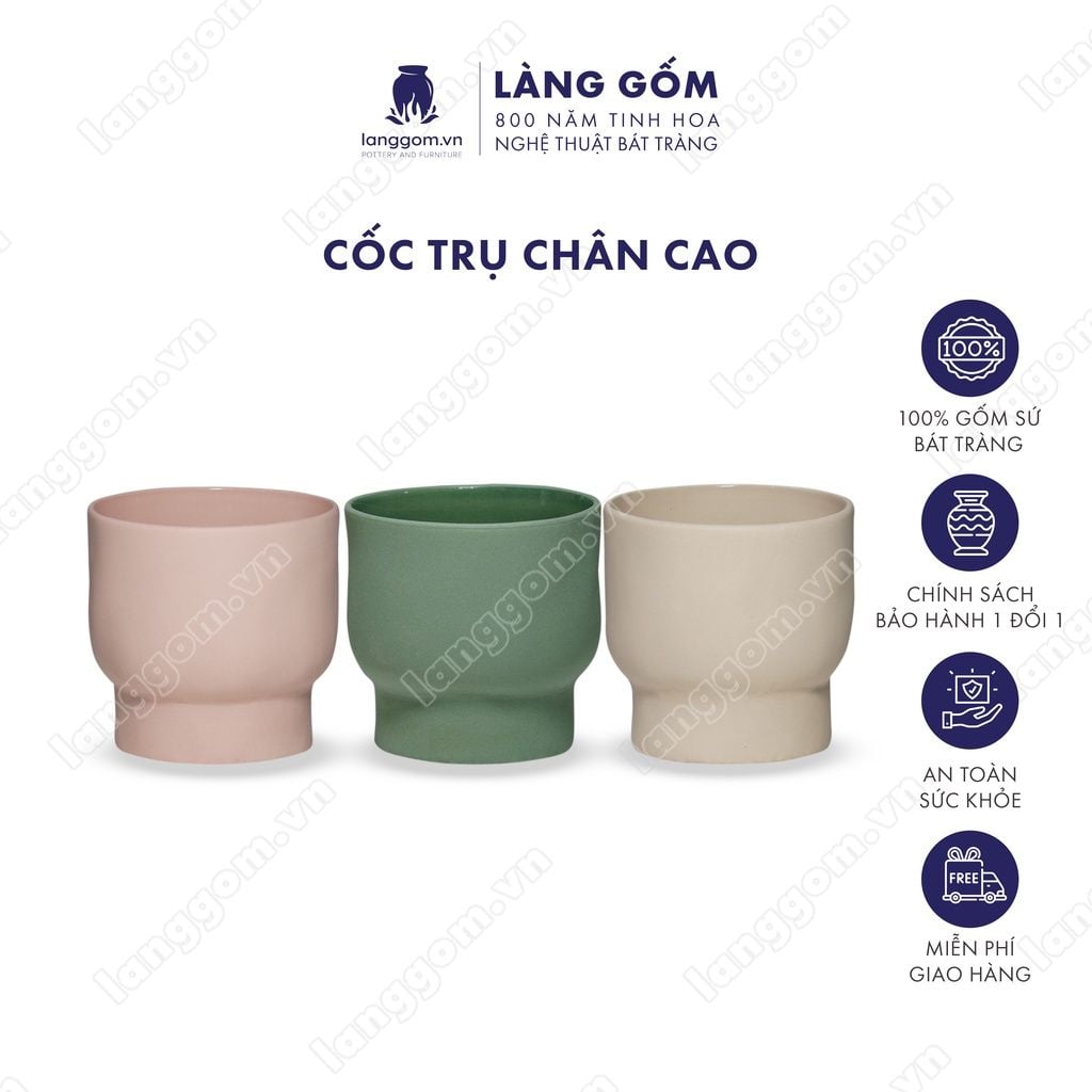  Cốc giữ nhiệt dáng trụ chân cao men mát dung tích 200ml 