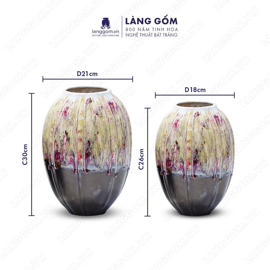  Bình hoa men chảy dạng múi 