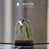  Bình hoa men hỏa biến dáng chuông màu hổ phách đen 