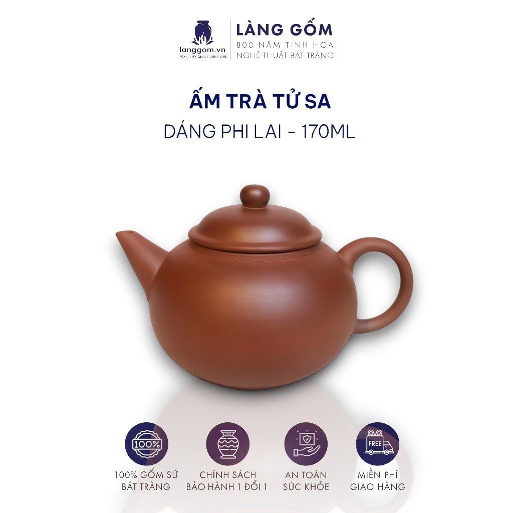  Ấm đất mộc nguyên khoáng cao cấp dáng Phi Lai 