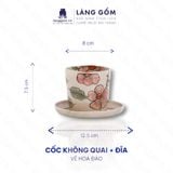  Bộ cốc đĩa gốm sứ Bát Tràng cao cấp họa tiết vẽ Hoa Đào 