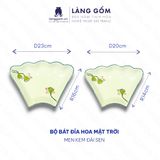  Bộ bát đĩa hoa mặt trời men kem vẽ đài sen 