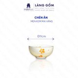  Bộ bát đĩa hoa mặt trời men kem vẽ mai vàng 