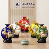  Bình Hút Lộc Gốm Sứ Bát Tràng Đắp Nổi Mã Đáo Thành Công Vẽ Vàng Kim - Quà Tặng Phong Thủy Cao Cấp 