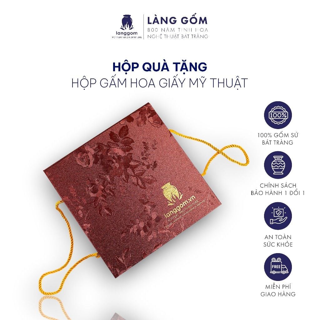  Hộp gấm hoa đựng bộ ấm trà 
